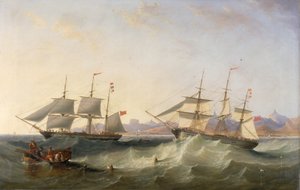 Un Clipper e un East Indiaman che lasciano il porto